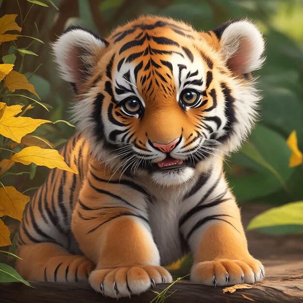 Lindo pequeño tigre bebé