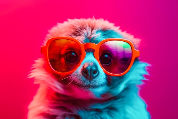 Lindo perezoso con gafas de sol animal en las vacaciones de verano ilustración de animales Ai generativo