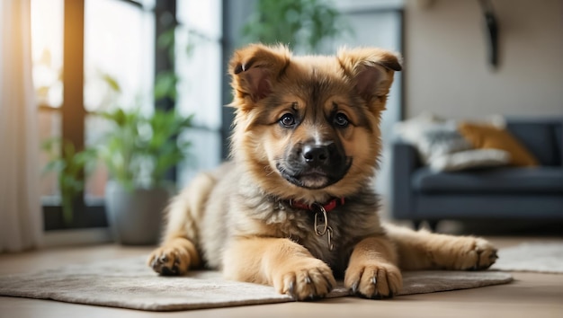 Foto el lindo perrito pastor en la casa