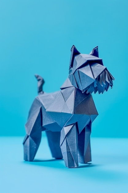 Foto lindo perrito de raza pequeña hecho en estilo origami