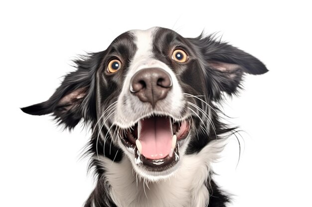 Lindo perro aislado sobre fondo blanco IA generativa