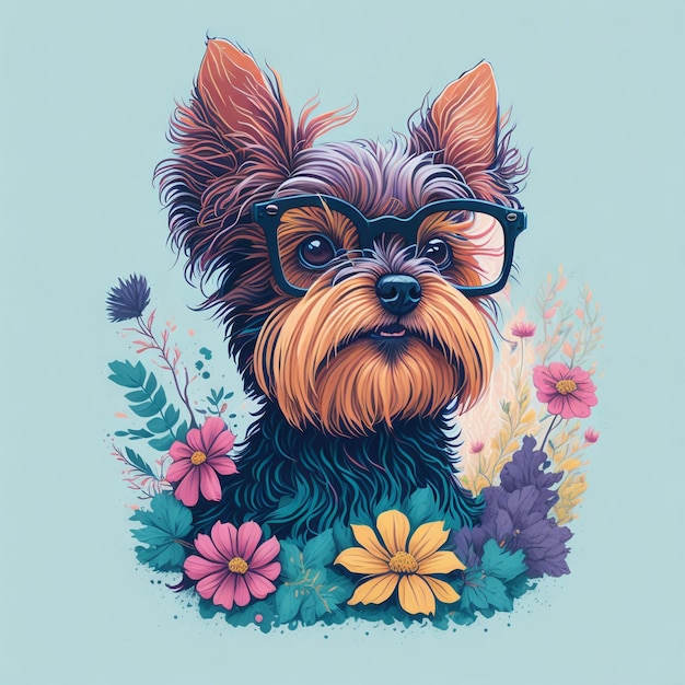 Foto lindo perro biewer yorkshire terrie ilustración para el diseño de camisetas