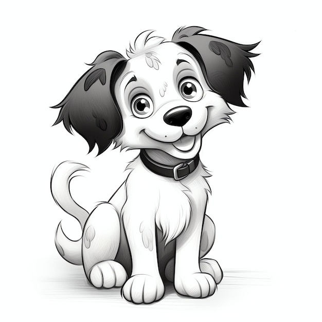 lindo perro blanco para colorear página ilustración de dibujos animados