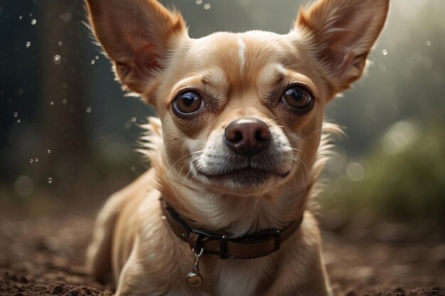 Foto un lindo perro chihuahua divirtiéndose al aire libre