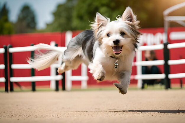 Foto lindo perro corriendo