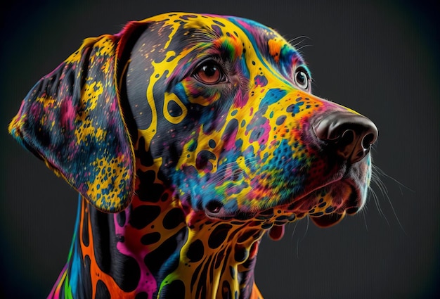 Un lindo perro dálmata con un distintivo patrón de piel multicolor Generativo ai