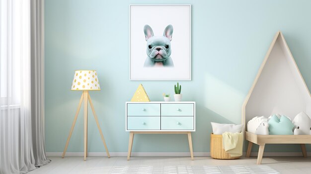 Un lindo perro de dibujos animados en color pastel