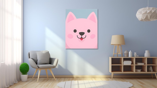 Un lindo perro de dibujos animados en color pastel