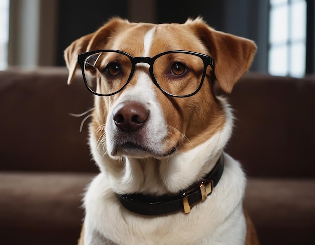 un lindo perro y un gato con gafas generativas ai