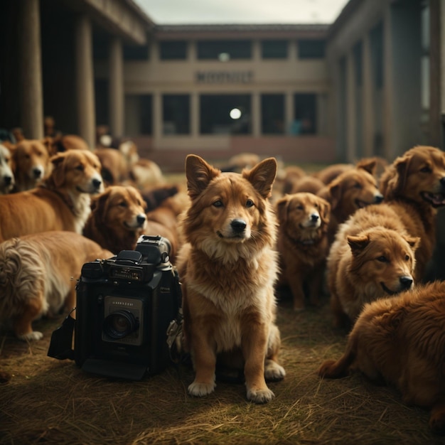 lindo perro grupo sentado