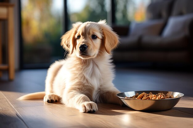 Lindo perro a la hora de comer