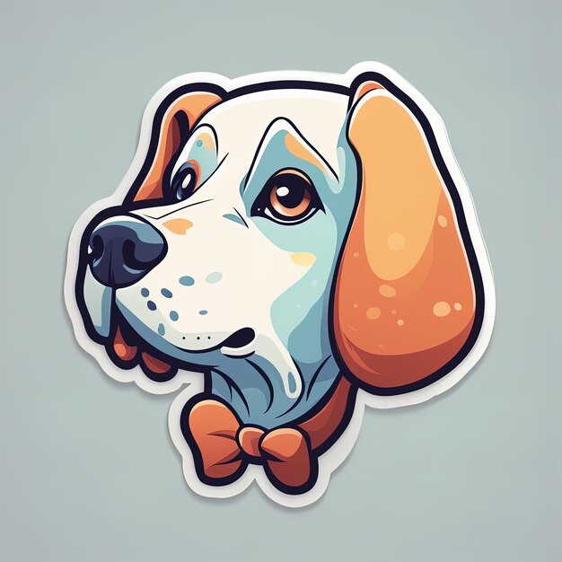 lindo perro ilustración vectorialpegatina de vector de cabeza de perro