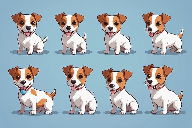 Foto lindo perro jack russel mascota animal con muchas poses conjunto de paquetes