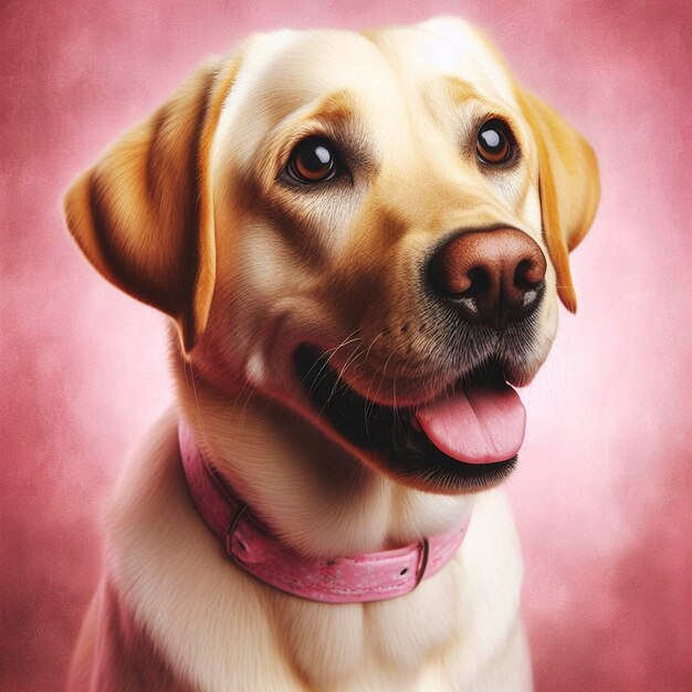 El lindo perro Labrador Retriever en un fondo rosado Pintura digital