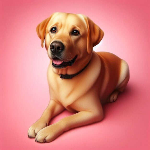 El lindo perro Labrador Retriever en un fondo rosado Pintura digital