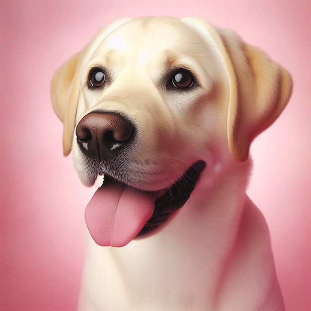 El lindo perro Labrador Retriever en un fondo rosado Pintura digital