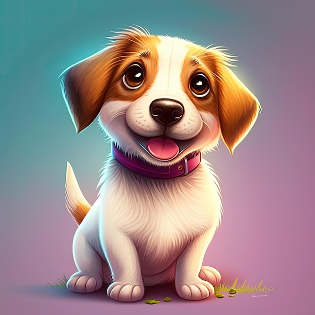 lindo perro mascota sonriente dibujos animados 3d ai generado