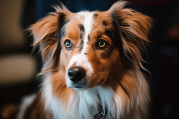 Un lindo perro mirando la cámara creada con IA generativa