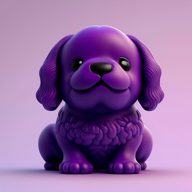 Lindo perro morado feliz 3d