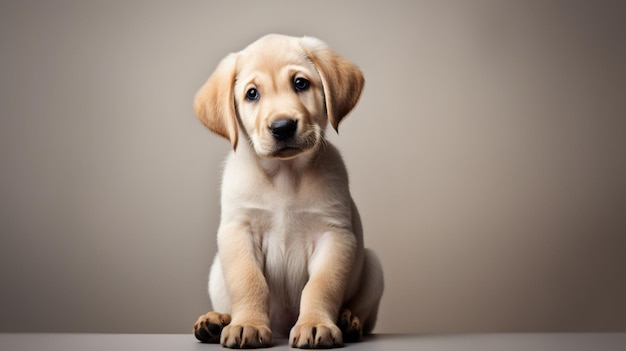 Lindo perro de pura raza cachorro labrador sentado mirando a la cámara