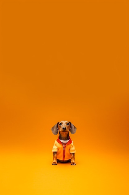 Un lindo perro de la raza de dachshund está posando