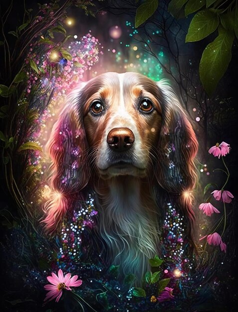 lindo, perro, retratos, ilustración