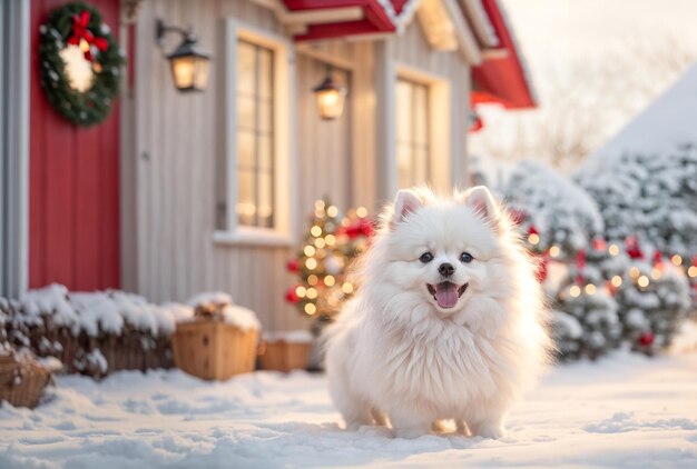 lindo perro con sombrero de santa