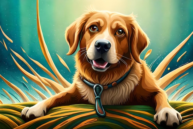 Lindo perro Splash arte retrato cartel estilo salpicadura de pintura colorida