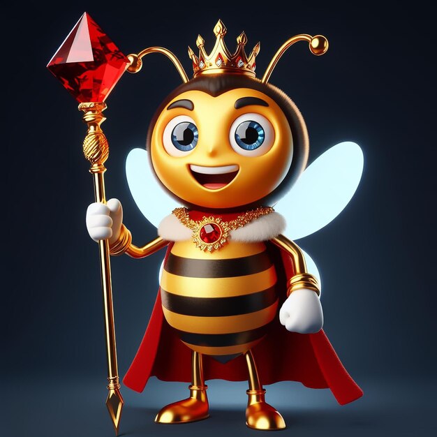 El lindo personaje de la abeja sobre un fondo oscuro Ilustración