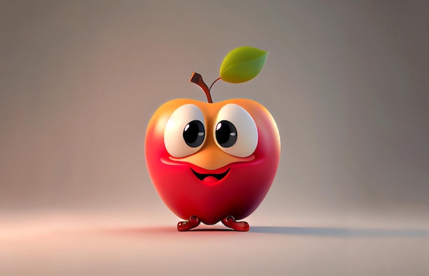 Foto lindo personaje de apple de dibujos animados ia generativa