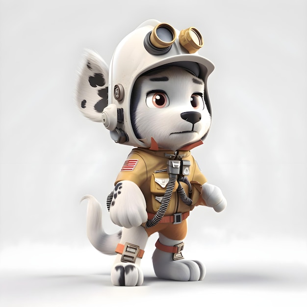 Lindo personaje de astronauta de vaca de dibujos animados con un casco y gafas 3D Render