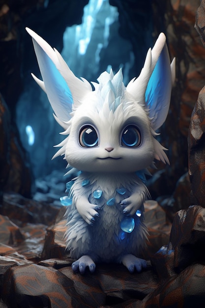 lindo personaje de conejo de hielo