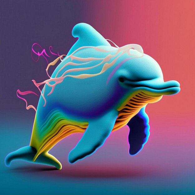 Foto lindo personaje de delfines de dibujos animados en 3d