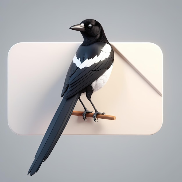 El lindo personaje de dibujos animados en 3D de Magpie