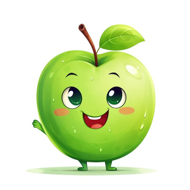 Foto lindo personaje de dibujos animados 3d manzana con ojos ilustración en fondo blanco