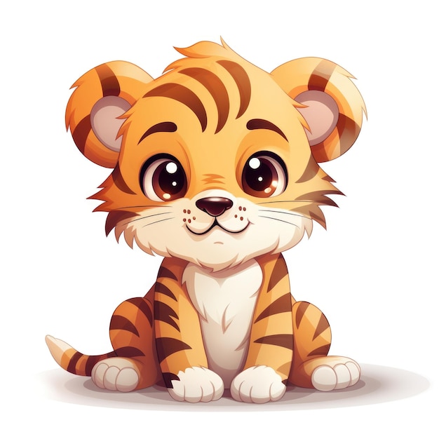 Lindo personaje de dibujos animados 3D tigre sobre fondo blanco