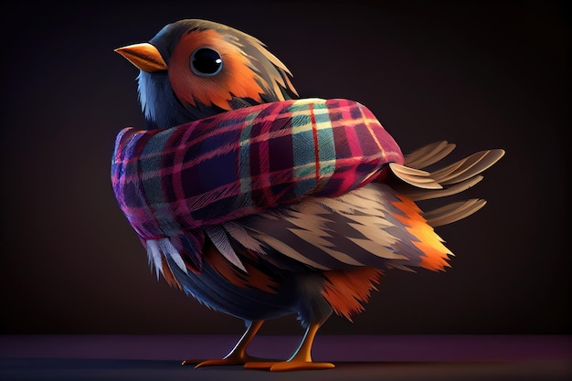 Lindo personaje de dibujos animados de aves estilo 3D