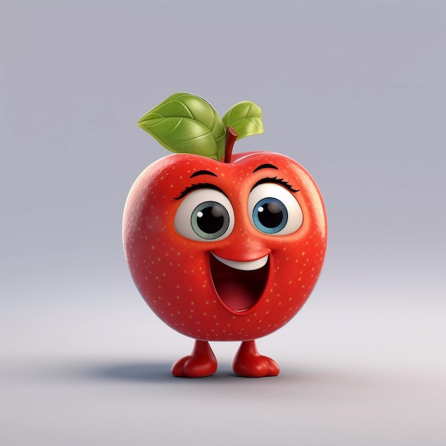 Lindo personaje de dibujos animados feliz de manzana