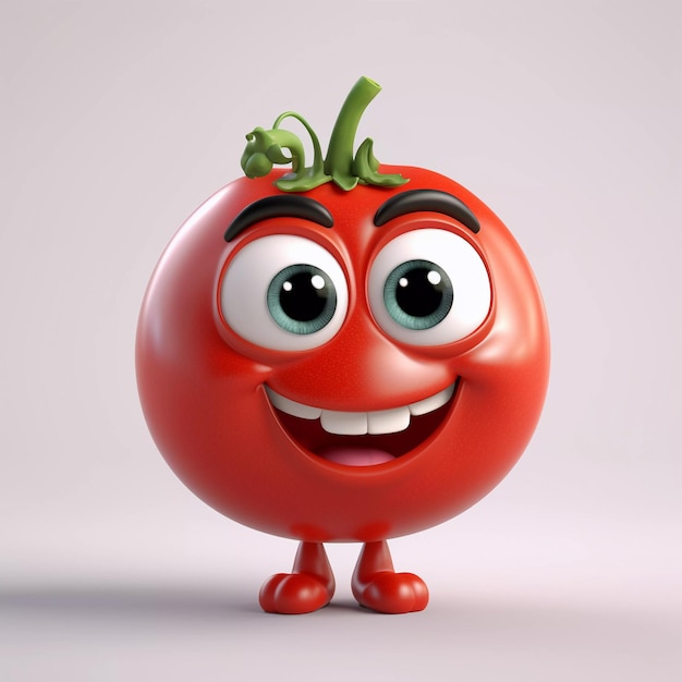 Lindo personaje de dibujos animados feliz de tomate