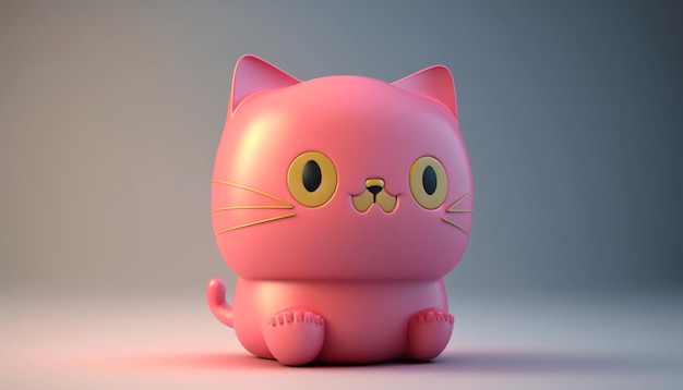 Lindo personaje de dibujos animados de gato rosa IA generativa