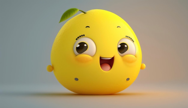 Lindo personaje de dibujos animados de limón feliz IA generativa