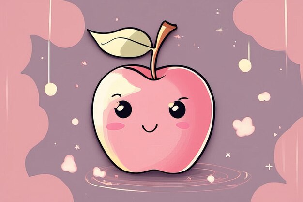 Foto lindo personaje de dibujos animados de manzana