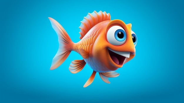 Un lindo personaje de dibujos animados de peces Ai Generative.