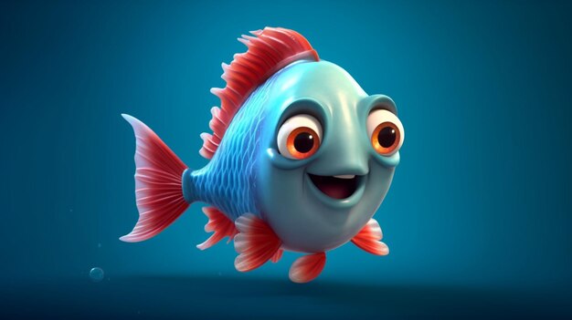 Un lindo personaje de dibujos animados de peces chunobele Ai Generative