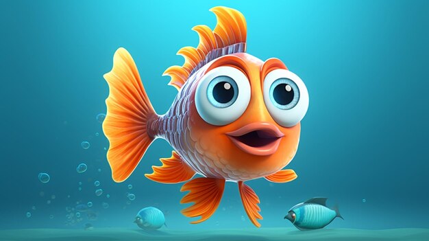 Foto un lindo personaje de dibujos animados de peces hatch ai generative