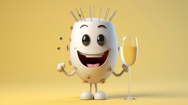 Lindo personaje de dibujos animados de vino blanco creado con IA generativa