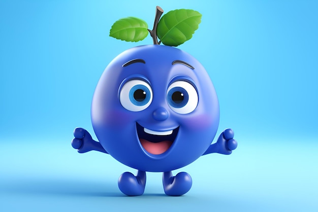 Lindo personaje de fruta de arándano