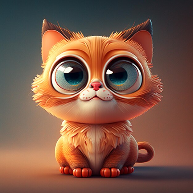 Lindo personaje de gato con ojos grandes.