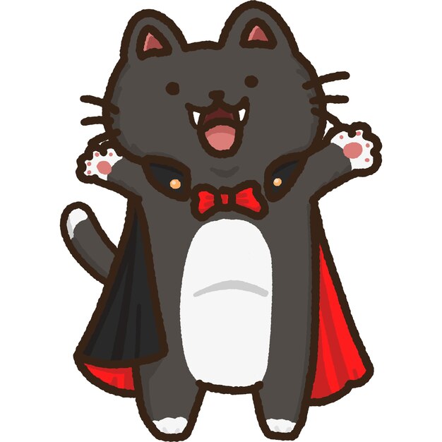 El lindo personaje del gato vampiro de Halloween