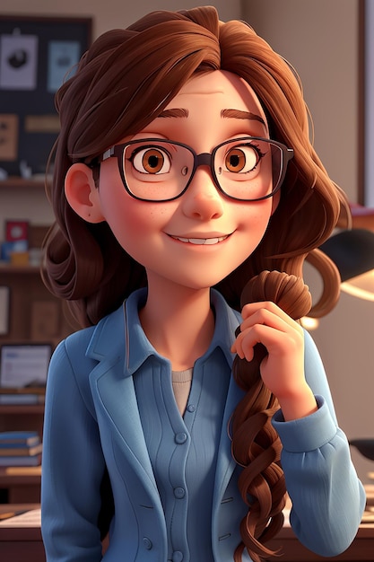 Un lindo personaje de niña en 3D Foto generada por Ai